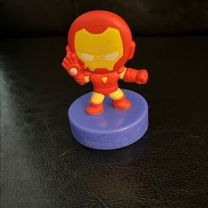 Kids Red and Yellow Iron Hero Figure on Purple Stand - Unknown Brand